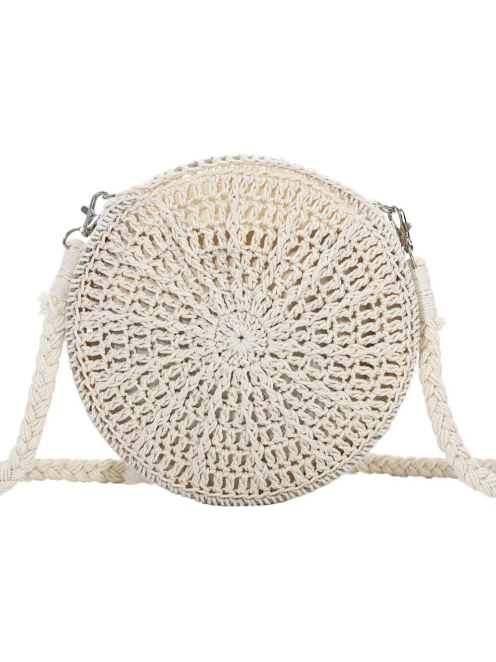 Women's Crochet Crossbody Purse - Round Woven Beach Bag for Summer Vacation
